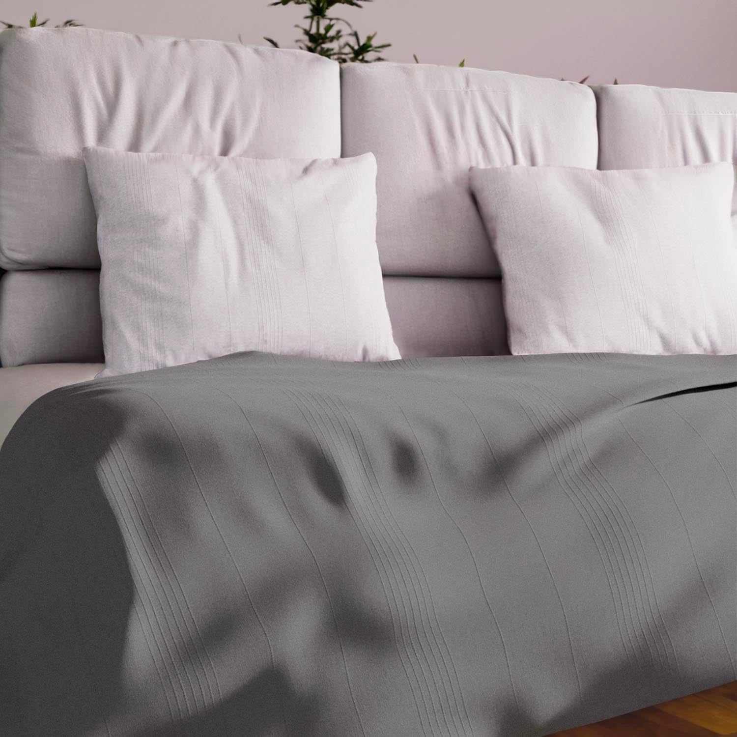 Soleil D'Ocre Adele, Housse Zigzag, Jeté du canapé, Polycoton, Bleu, 220 X 240 Cm Naty Shop Couettes et couettes Gris 180 X 220 Cm