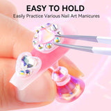 Makartt Porte-ongles en acrylique, Porte-ongles magnétique, Porte-ongles, Porte-ongles rose transparent avec 48 mastics adhésifs