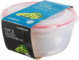 LocknLock PP Classic ensemble de pots de conservation des aliments 5 pièces | 180 ml, 350 ml, 600 ml, 870 ml, 3,6 L | 100 % étanche à l'air et à l'eau | sans BPA | organisateur de congélateur et de réfrigérateur | va au lave-vaisselle et au micro-ondes Boîtes de conservation des aliments Naty Shop Round 5 pcs. (multicolore)