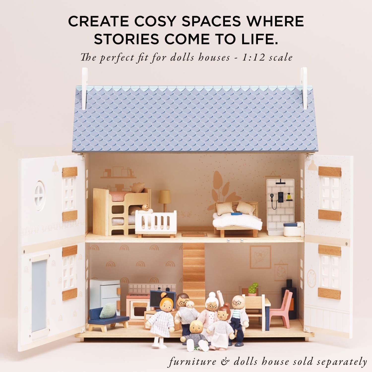 – Ensemble de jeu de maison de poupée en bois My Doll Family | Daisylane Ensembles d'accessoires pour maison de poupée pour filles – À partir de 3 ans P053