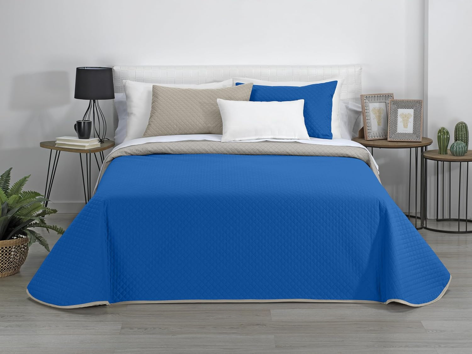 Estoralis | AVA | Courtepointe boutique réversible | Pour toutes les saisons | Couleur - gris/bleu | Pour lit 140/150/160 cm. lit. (250 X 270 Cm. Ancho X Alto) | Couette matelassée Couettes et couettes Naty Shop