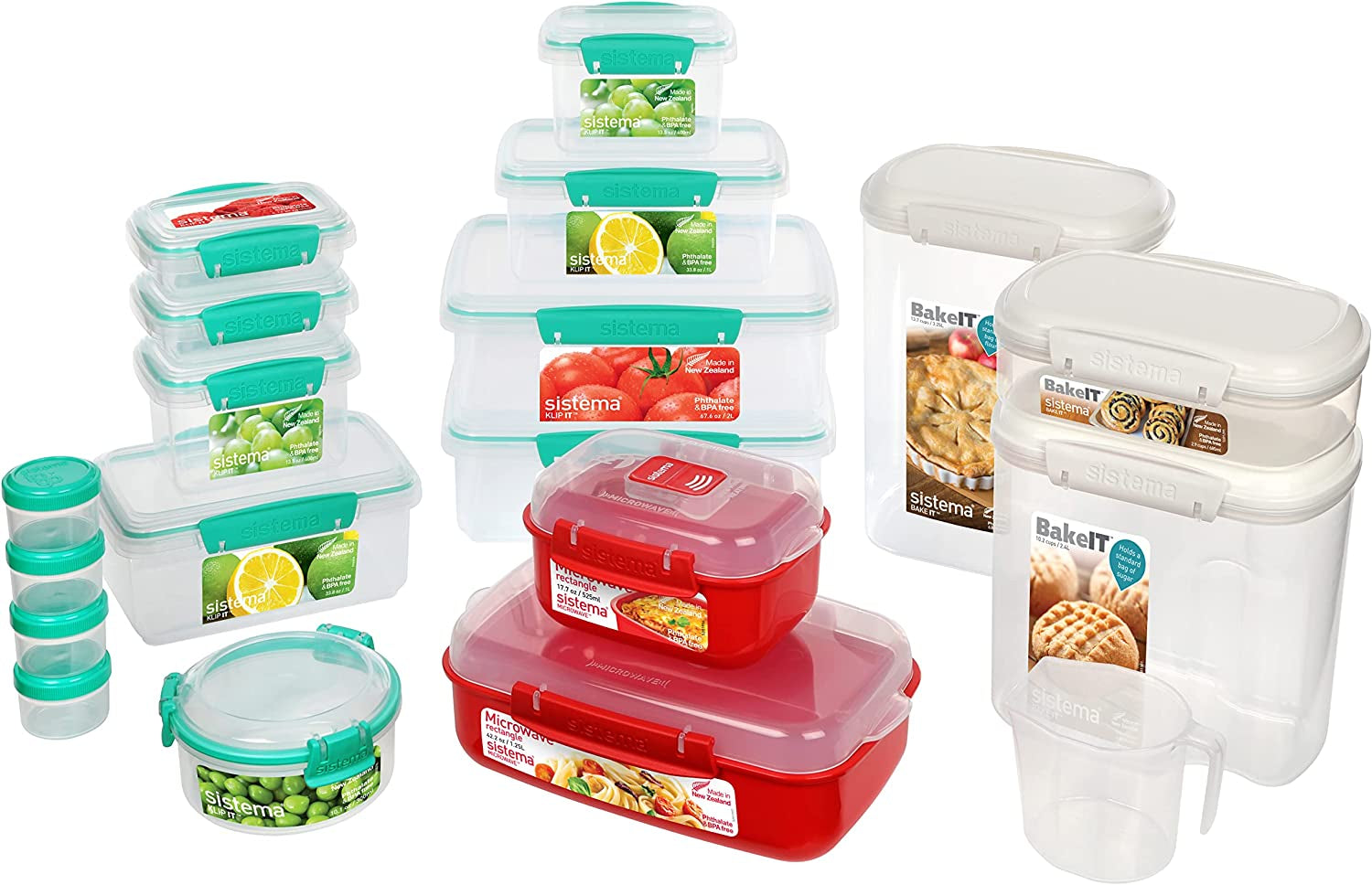 KLIP IT System Conteneur de Stockage, Pack de 6 Boîtes de Conservation des Aliments Naty Shop Couleurs Mixtes Pack de Démarrage de Cuisine