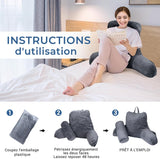 INFANZIA Oreiller de lecture ergonomique avec accoudoirs, dossier en mousse à mémoire de forme, gris, M