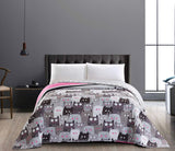 Decoking 32350 Couvre-lit 220X240 Cm Couvre-lit double face microfibre facile d'entretien Beige Marron clair Marron cacao Gris Acier Anthracite Graphite Noir Blanc Rose Chats Invasion de chats Lits et Couvertures Beuche den DecoKing-Store