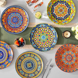 Service d'assiettes pour 6 personnes, service d'assiettes vancasso KRVI pour 6 personnes, service d'assiettes Ø 27 cm, passe au lave-vaisselle et au micro-ondes, assiettes à pâtes, assiettes à petit-déjeuner, assiettes à gâteaux