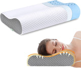 Oreiller en mousse à mémoire de forme, oreiller de soutien du cou, oreiller ergonomique pour différentes positions de sommeil avec housse amovible, oreillers orthopédiques cervicaux Naty Shop Gris-Blanc
