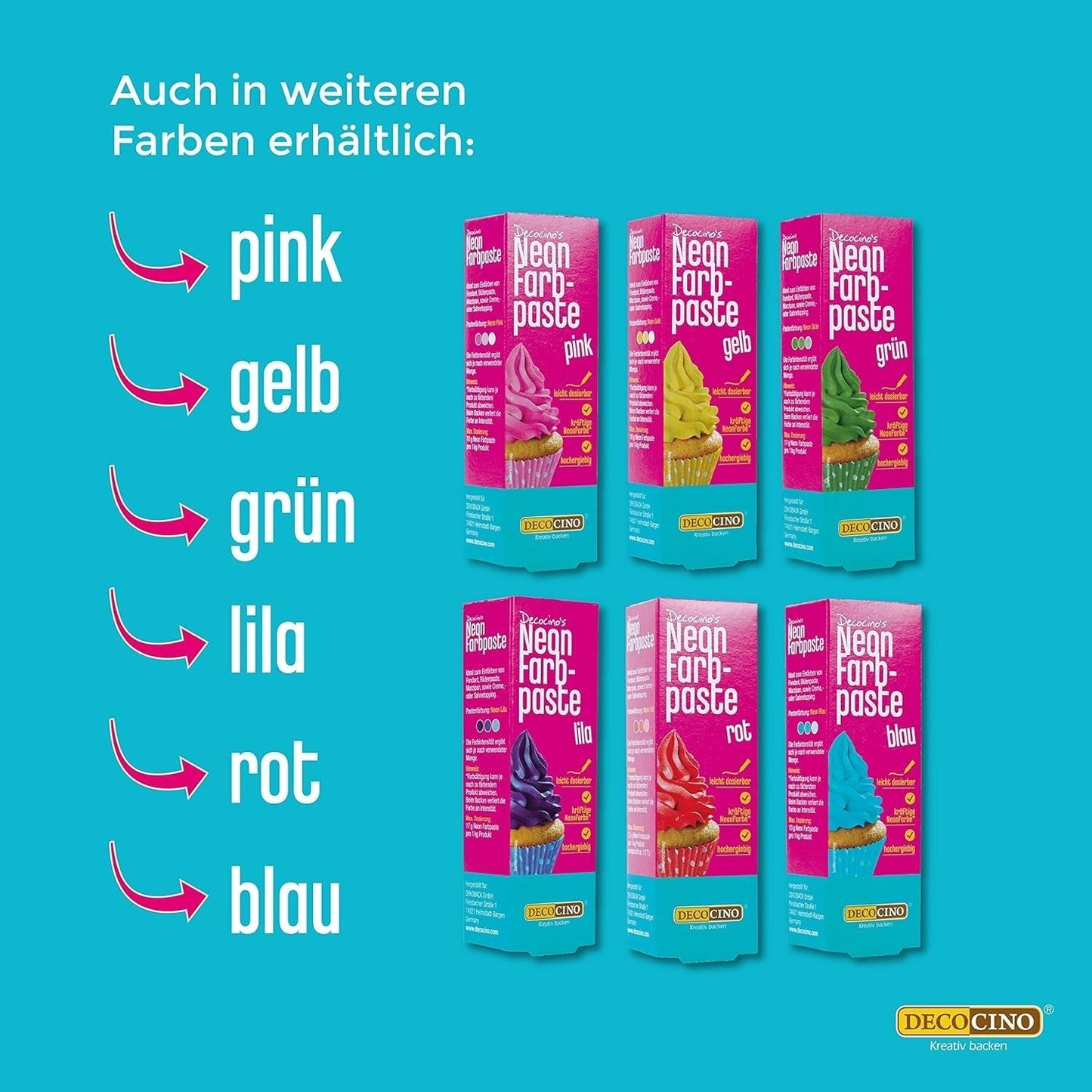 Decocino Neon Food Paste Rouge - Colorant alimentaire haute dose - Pour colorer gâteaux, muffins, cupcakes - Sans goût