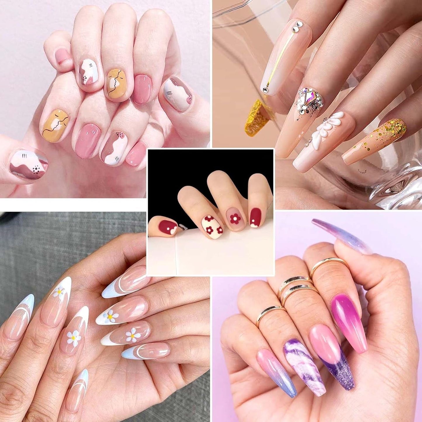 Hanyousheng 20 pièces ensemble de pinces à ongles, 15 pièces pinces à ongles, 5 pièces outils de pointage pour Nail Art pour bricolage Nail Art Design