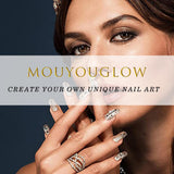 Mouyouglow longs ongles Stiletto laiteux blanc dégradé rose paillettes Cool faux ongles avec colle rose Ombre paillettes ongles artificiels