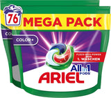 Détergent Ariel PODS tout-en-1, 76 lavages, détergent de couleur, détergents de nettoyage brillants Rufe Naty Shop 76 capsules modèle précédent