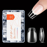 Modelones Nail Tips 216 pièces – Ensemble de pointes d'ongles à couverture complète, ensemble de pointes en gel souple, pointes d'ongles en résine PMMA pré-polissage, colle DIY sur ongles artificiels Nail Art, amandes courtes XS