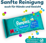 Lingettes humides Pampers Fresh Clean, 1872 lingettes (36x52 pièces), légèrement parfumées, conviennent également aux mains et au visage