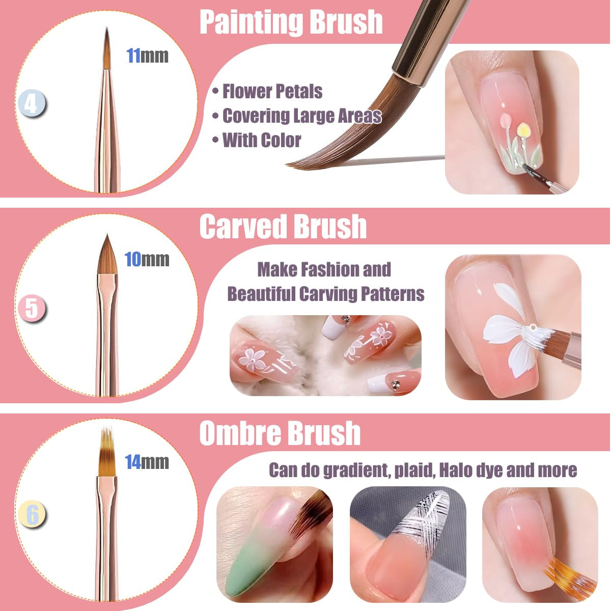 10 pièces Nail-Art-Pinsel, Nagel-Gel-Nagellack-Malpinsel, Zeichenstift, Nagel-Liner-Pinsel et Nagel-Dotting-Stift pour Gel-Nagellack, DIY, Manucure, Salon Zu Hause