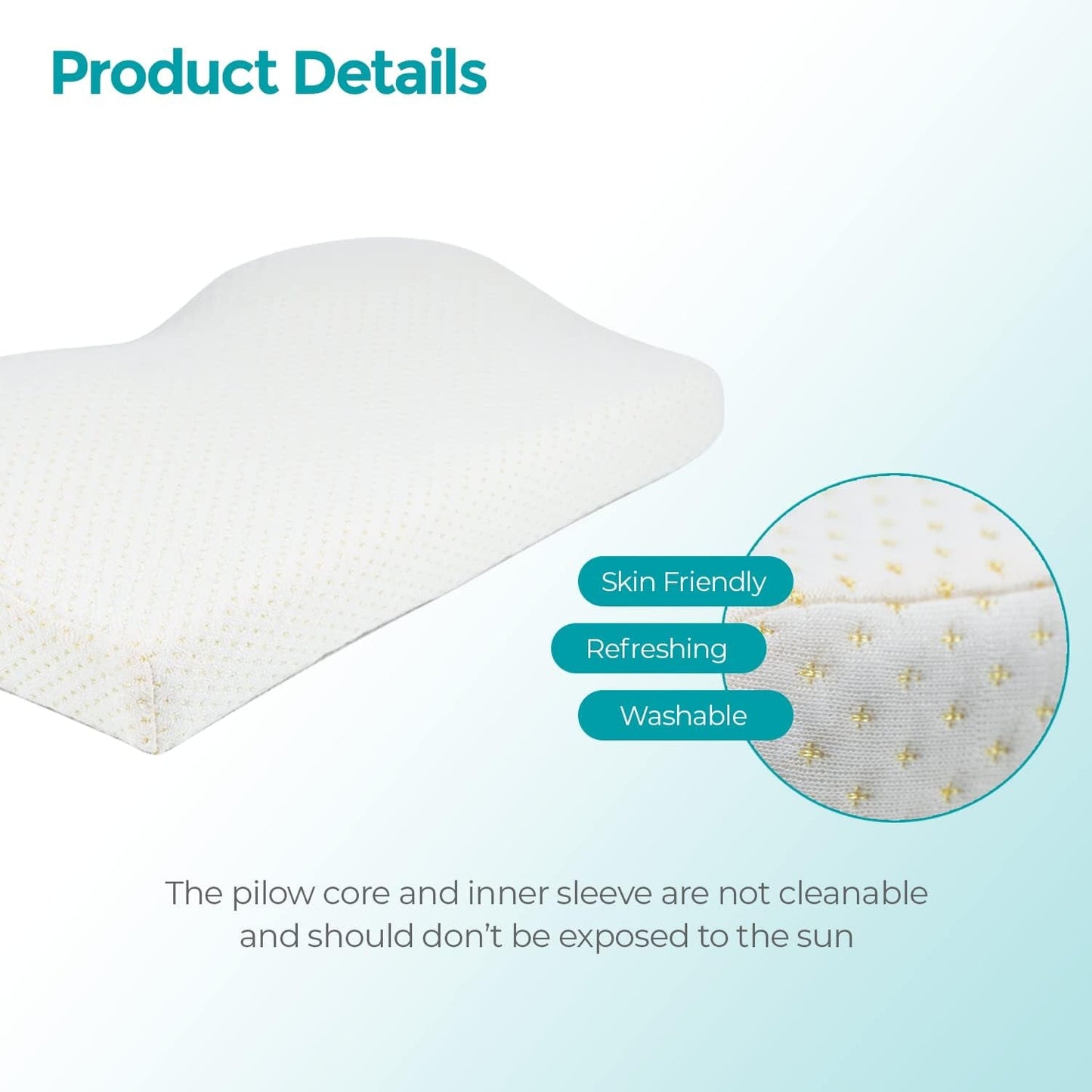 Edihome Oreiller de soutien cervical pour soulager les douleurs cervicales, 50 x 30 x 10 cm, oreiller orthopédique en mousse à mémoire de forme, housse ergonomique double en coton, hypoallergénique