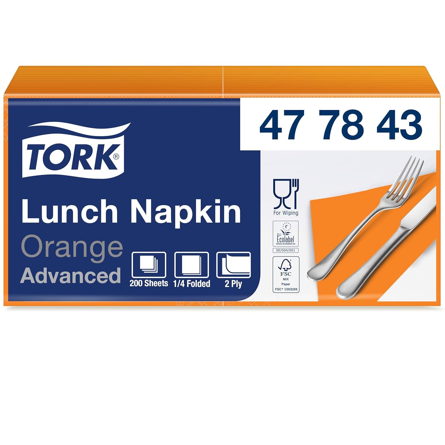 Tork 477840 Serviettes à déjeuner citron vert / Serviettes 2 épaisseurs pour petits repas ou collations / Qualité avancée / 10 X 200 (2000) Serviettes en papier / 32,6 X 33 cm (L X L) / 1/4 plié