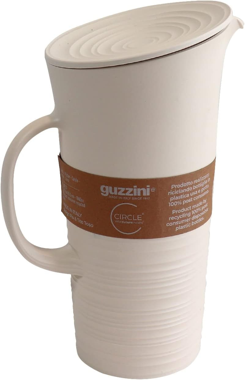 Guzzini - Tierra, Carafe avec Couvercle - Blanc Lait, 18,7 x 13,4 x 10 x h26,9 cm | 1800 cm3 - 181701156, Blanc