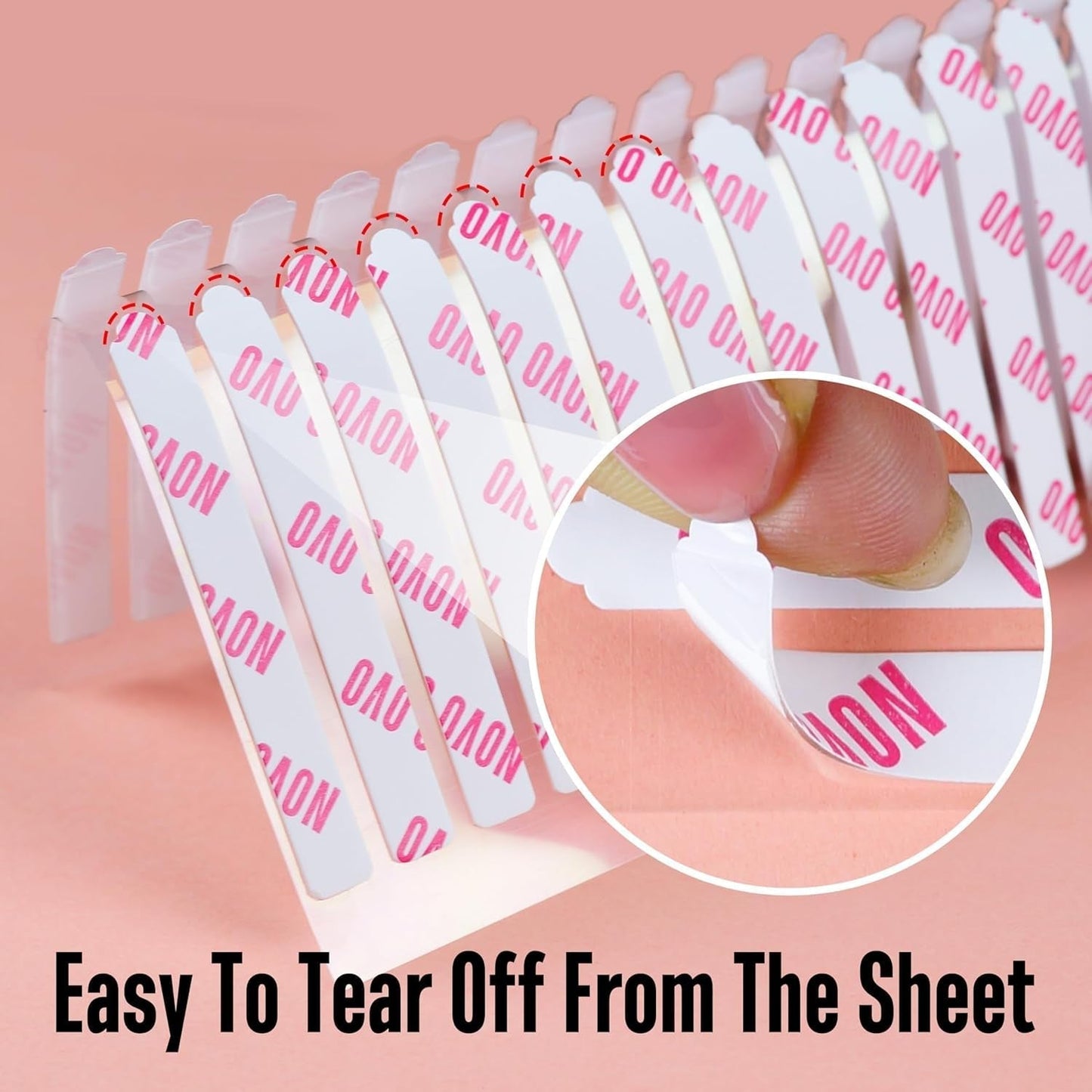 NOVO OVO 360 pièces facile à déchirer à presser sur feuille adhésive transparente double face pour nail art, emballage/stockage/pratique/accessoires, 30 pièces x 12 feuilles
