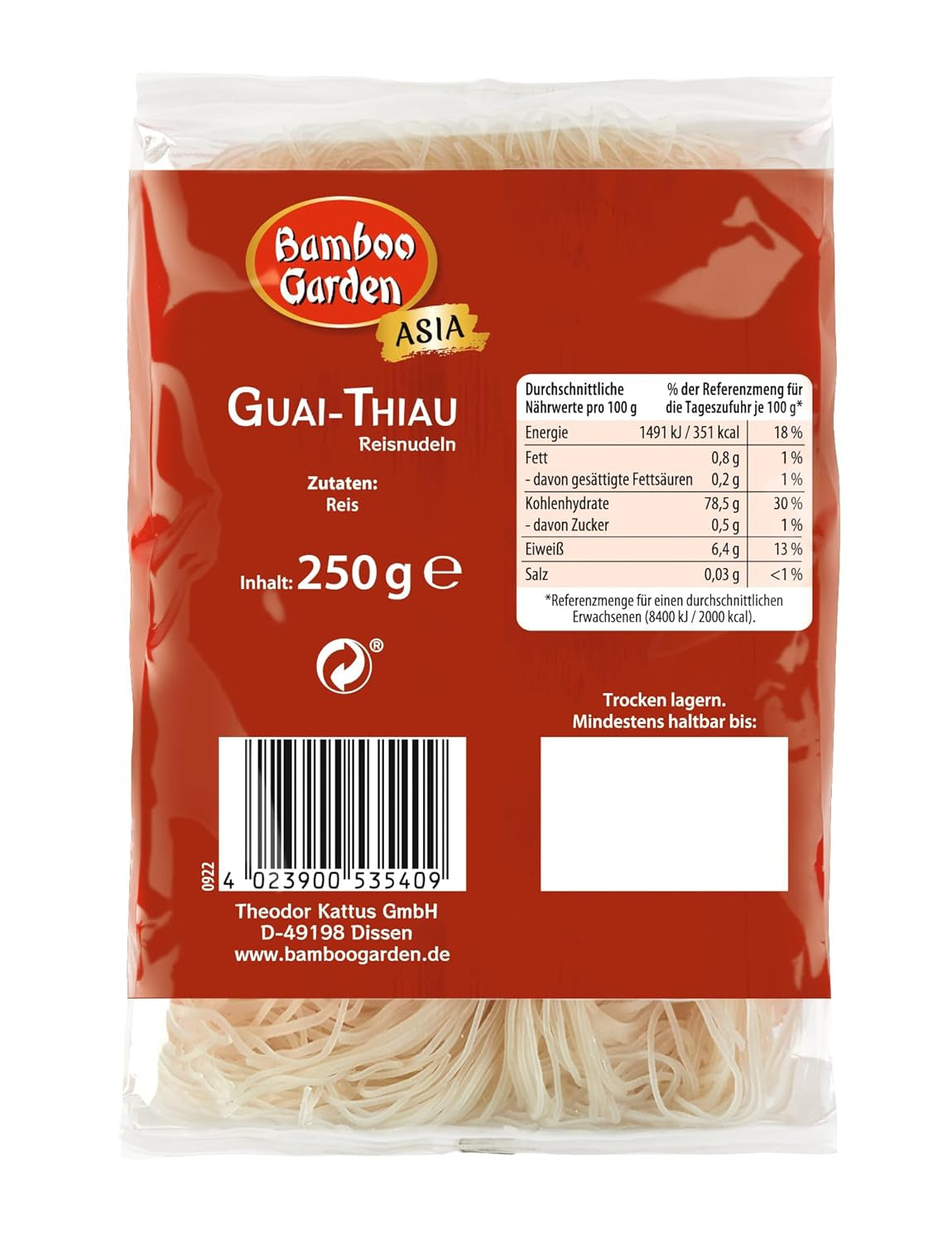 Nouilles de riz Guai Thiau Bamboo Garden 250 g (le design de l'emballage peut varier)