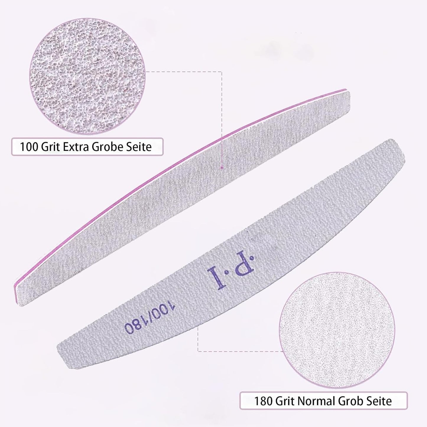 Ensemble de limes à ongles 3 pièces, limes à ongles pour ongles en gel, accessoires pour ongles en gel résistants à l'usure et lavables, lime à ongles professionnelle 100/180 avec 3 formes, blanc
