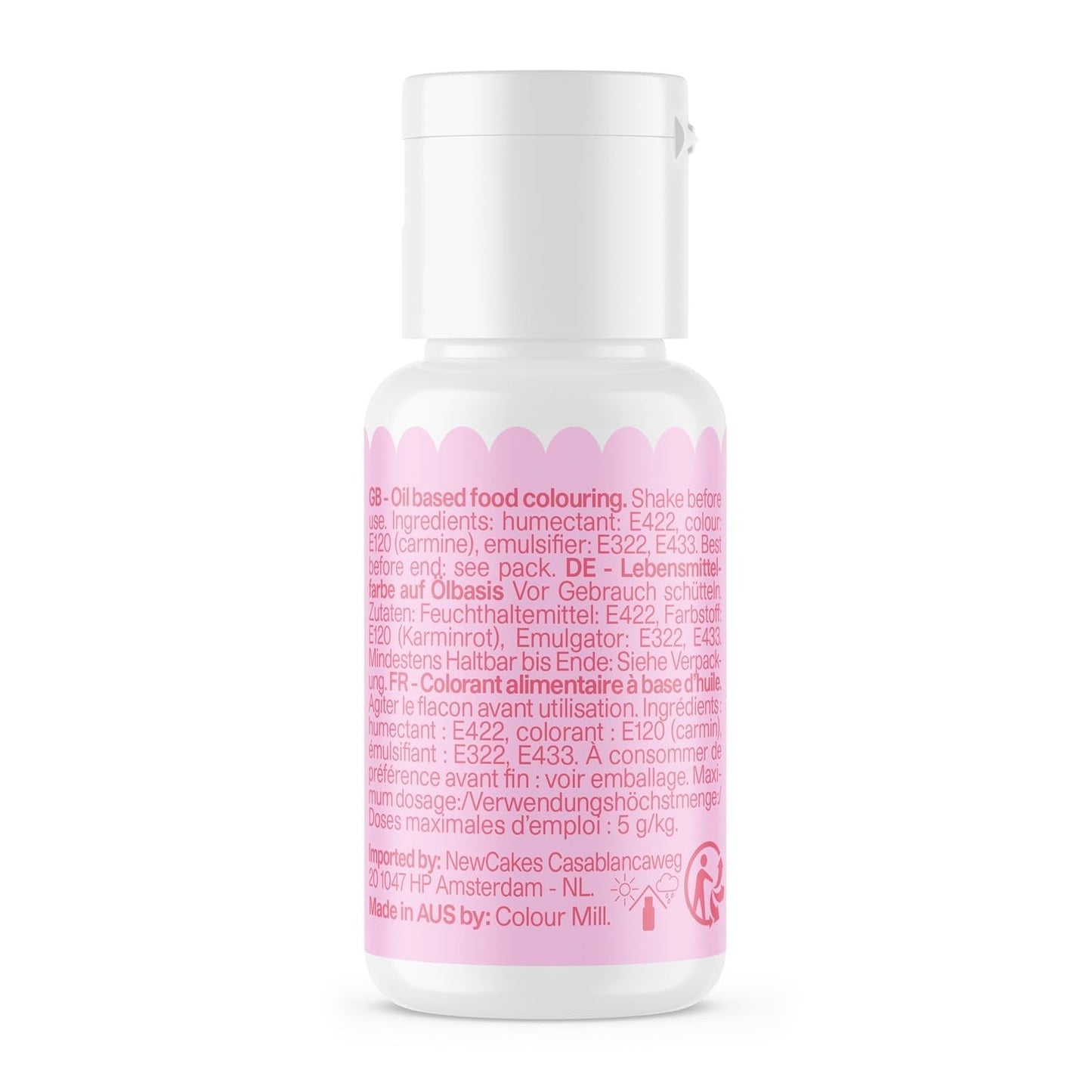 Color Mill Colorant alimentaire à base d'huile, mélange d'huile rose pâle – Colorant alimentaire pour chocolat, fondant, muffins, gâteaux, pâtisserie, macarons – Colorant alimentaire pour décoration de gâteaux – 100 ml