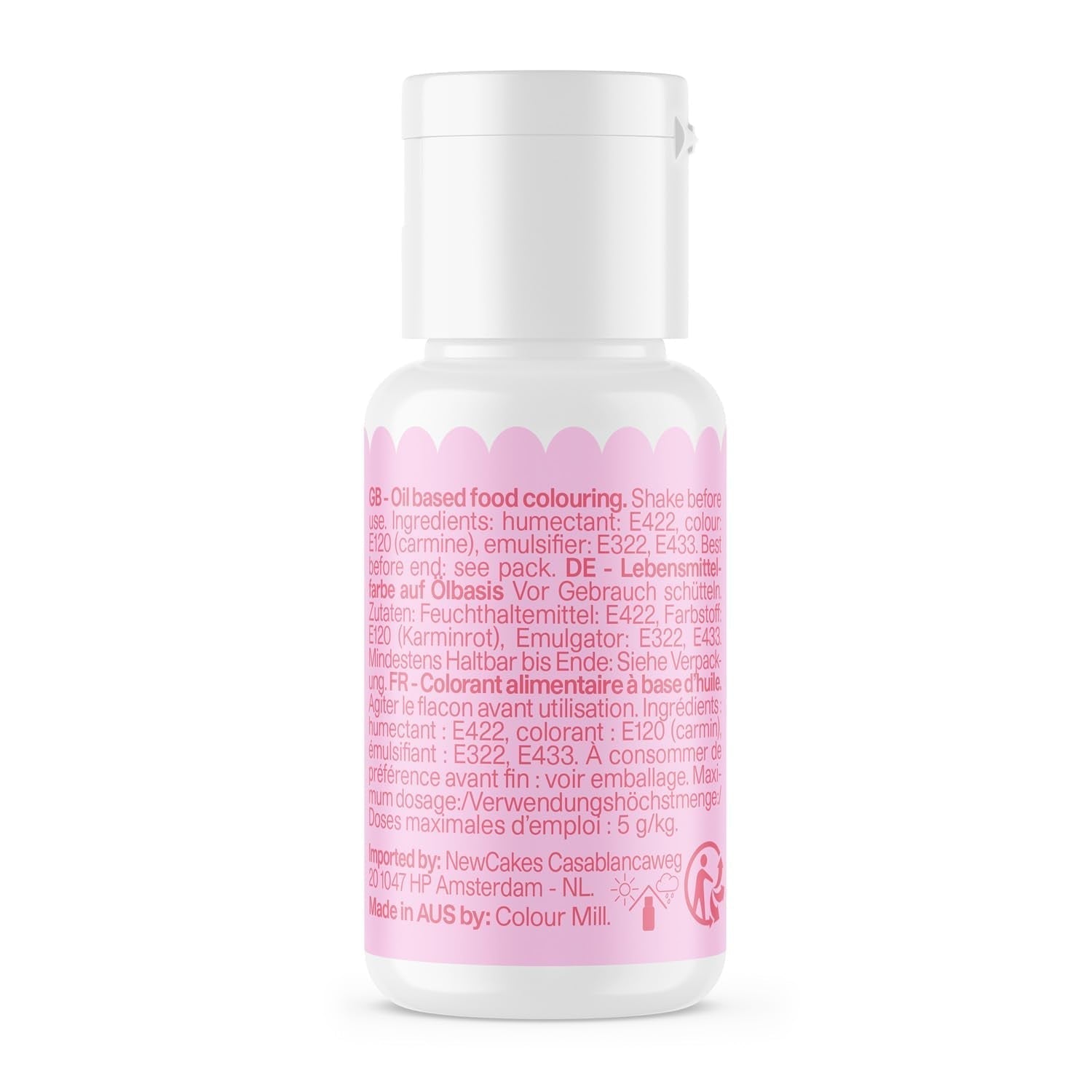 Color Mill Colorant alimentaire à base d'huile, mélange d'huile rose pâle – Colorant alimentaire pour chocolat, fondant, muffins, gâteaux, pâtisserie, macarons – Colorant alimentaire pour décoration de gâteaux – 100 ml