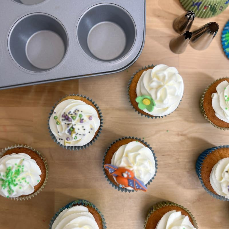 Wilton 03-3118 Cupcake- /Muffin Backform, Recette Right, Antihaft, 12 Vertiefungen, Grau Moules et plaques à pâtisserie Naty Shop