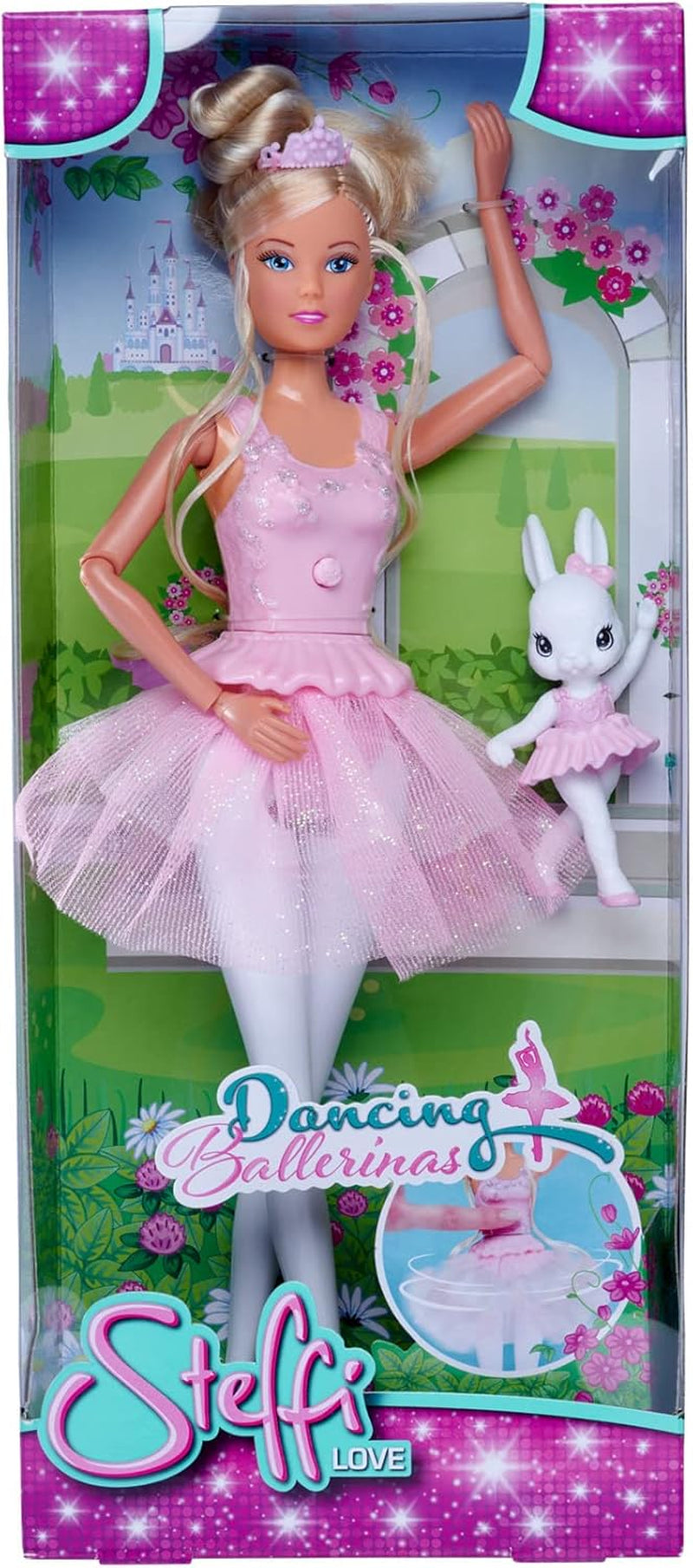 Simba 105733603 - Steffi Love Dancing Ballerina, Steffi en poupée ballerine avec ami animal et jupe rotative, poupée de jeu 29 cm, à partir de 3 ans