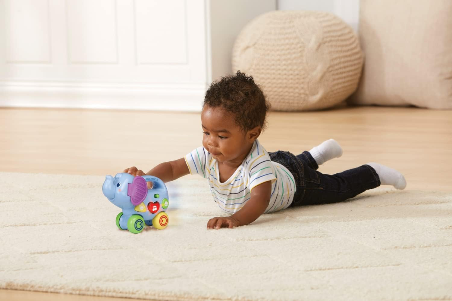 Vtech Baby Little Pushing Elephant - Jouet interactif à pousser et à jouer - Avec chansons, mélodies, phrases et sons - Pour les enfants de 6 à 36 mois Jouets pour bébés Naty Shop