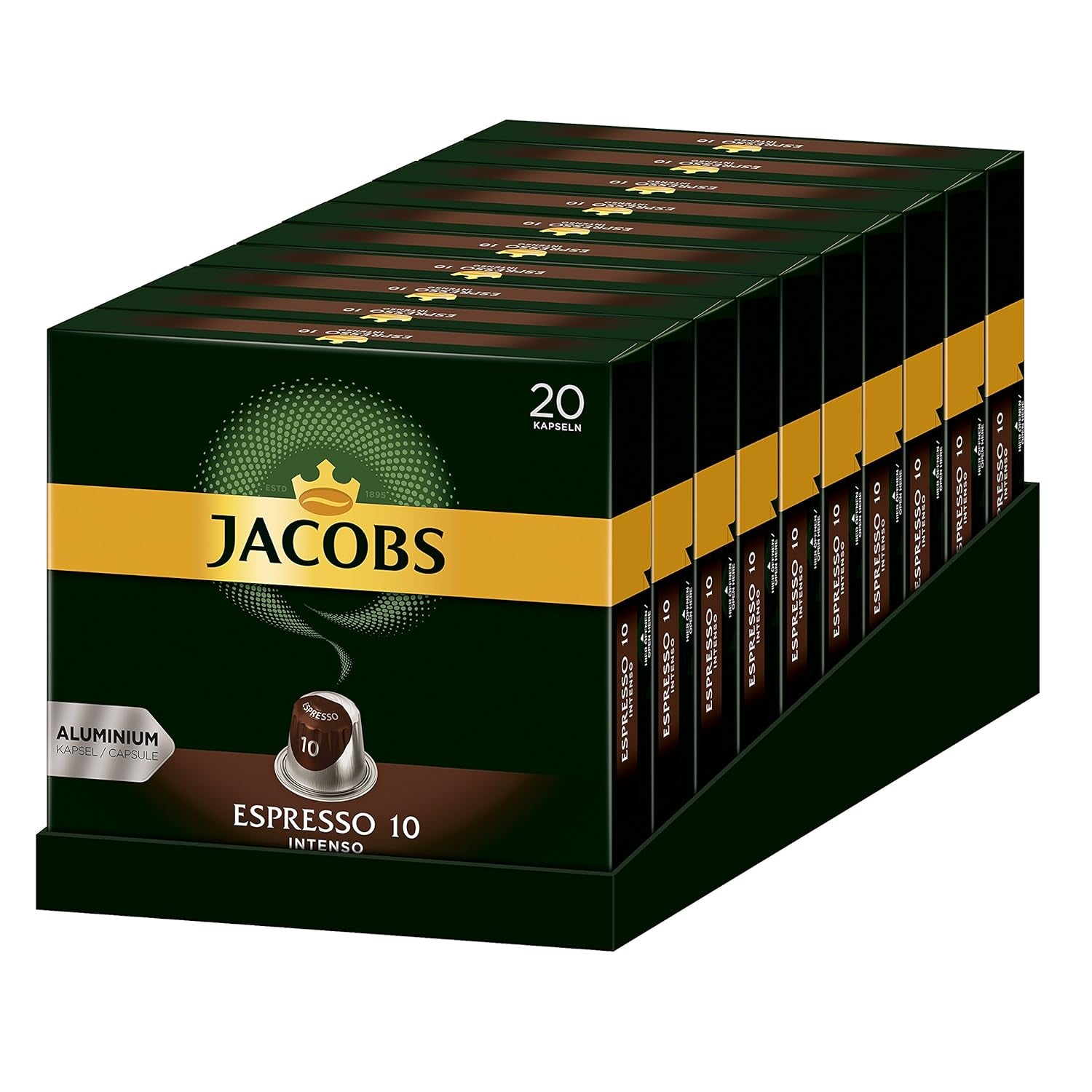 Capsules de café Espresso Ristretto, intensité 12 sur 12, 10 x 20 tasses & Capsules de café Espresso intense, intensité 10 sur 12, 200 capsules compatibles Nespresso®*, 10 x 20 tasses