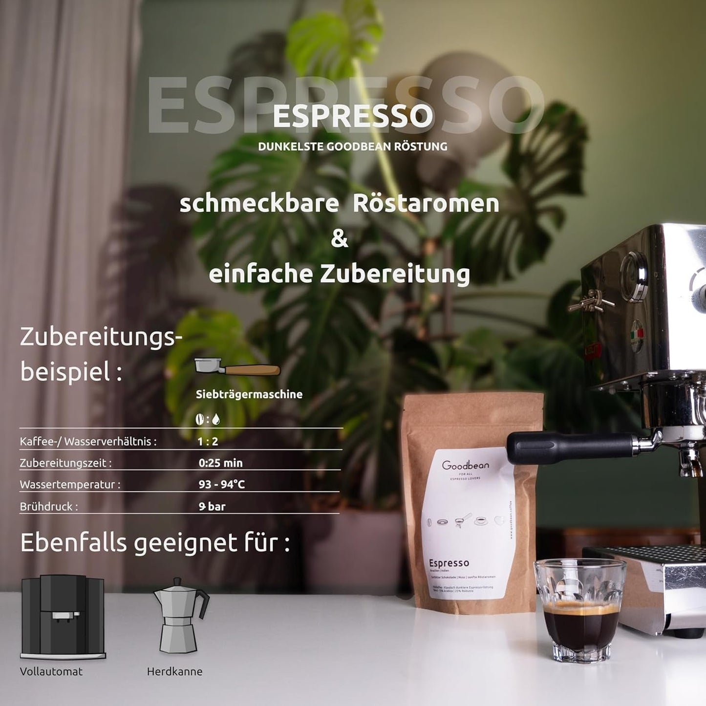 EXPRESSO | Café en grains 500g - 100% Arabica | Fraîchement torréfié pour faire un expresso | Grains de café entiers | Saveur de café classique