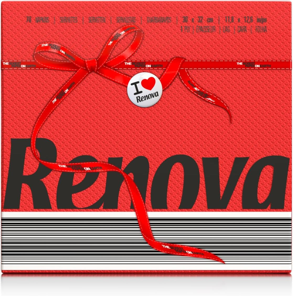 Serviettes en papier Renova, étiquette rouge rouge - 70 serviettes