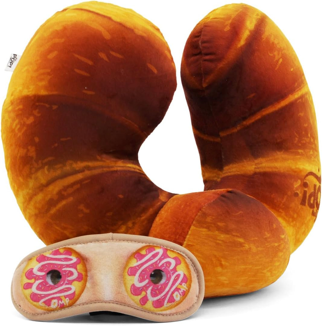 Oreiller cervical et masque de sommeil en forme de croissant orange Oreillers de voyage Naty Shop Default Title