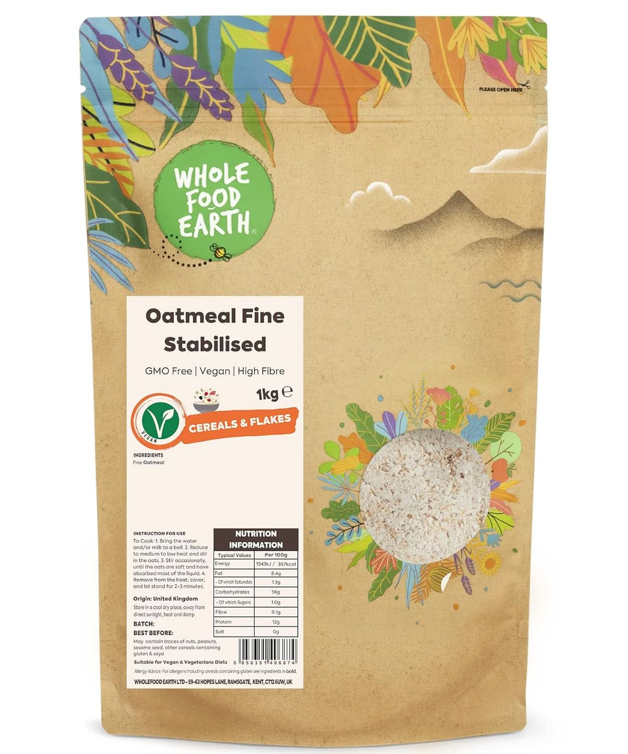 Gruau Fine - Sans OGM - Vegan - Sans lait - Sans sucre ajouté 1kg Naty Shop Céréales