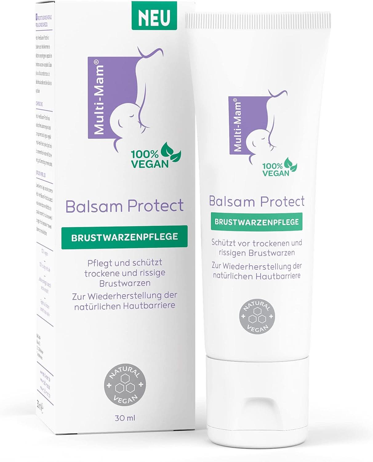 Multi-Mam Balsam Protect Beruhigt Und Schützt Trockene Und Rissige Brustwarzen Während Und Vor Der Stillzeit, Brustwarzencreme Stillen, Tube 30 Ml Accessoires Alimentation et Allaitement Bebe Naty Shop