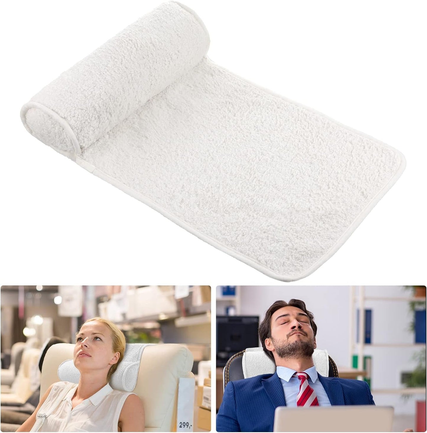 Oreiller de nuque pour chaise longue, oreiller réglable en peluche, rouleau de cou, polaire antidérapante, coussin de soutien de tête pour voyage, maison, chaise longue, canapé, fauteuil (noir)
