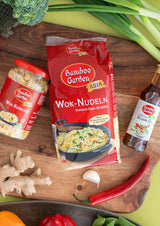 Jardin de Bambou - Nouilles Wok | Nouilles instantanées à l'œuf | Mélanger, aucune pré-cuisson nécessaire | Pour les plats asiatiques au wok | 250 g dans un sachet