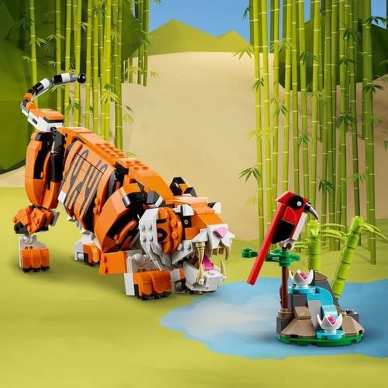 LEGO 31129 Creator Majestic Tigre, Panda ou Poisson Ensemble de figurines animales 3 en 1 Jouet pour enfants garçons et filles Jouets de construction d'animaux Besuche den LEGO-Store