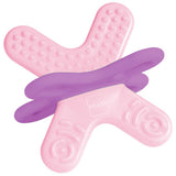 MAM Anneau de dentition, 4 mois et plus, soulagement immédiat en cas d'éruption ultérieure, extra léger et facile à saisir et à tenir, avec boîte auto-stérilisante, rose, 1 pièce