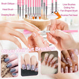 53 autocollants de perles, ensemble de pinceaux et de décorations pour nail art, 15 pinceaux, 5 stylos à points, strass, or noir pour l'art de l'art, les paillettes, les travaux d'art et les ensembles de décorations