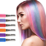 Teinture capillaire instantanée 6 couleurs Mascara capillaire temporaire pour filles et femmes Craie capillaire lavable Mascara capillaire arc-en-ciel Teinture capillaire pour carnaval Halloween Cosplay fête anniversaire (A) Naty Shop Coloration capillaire