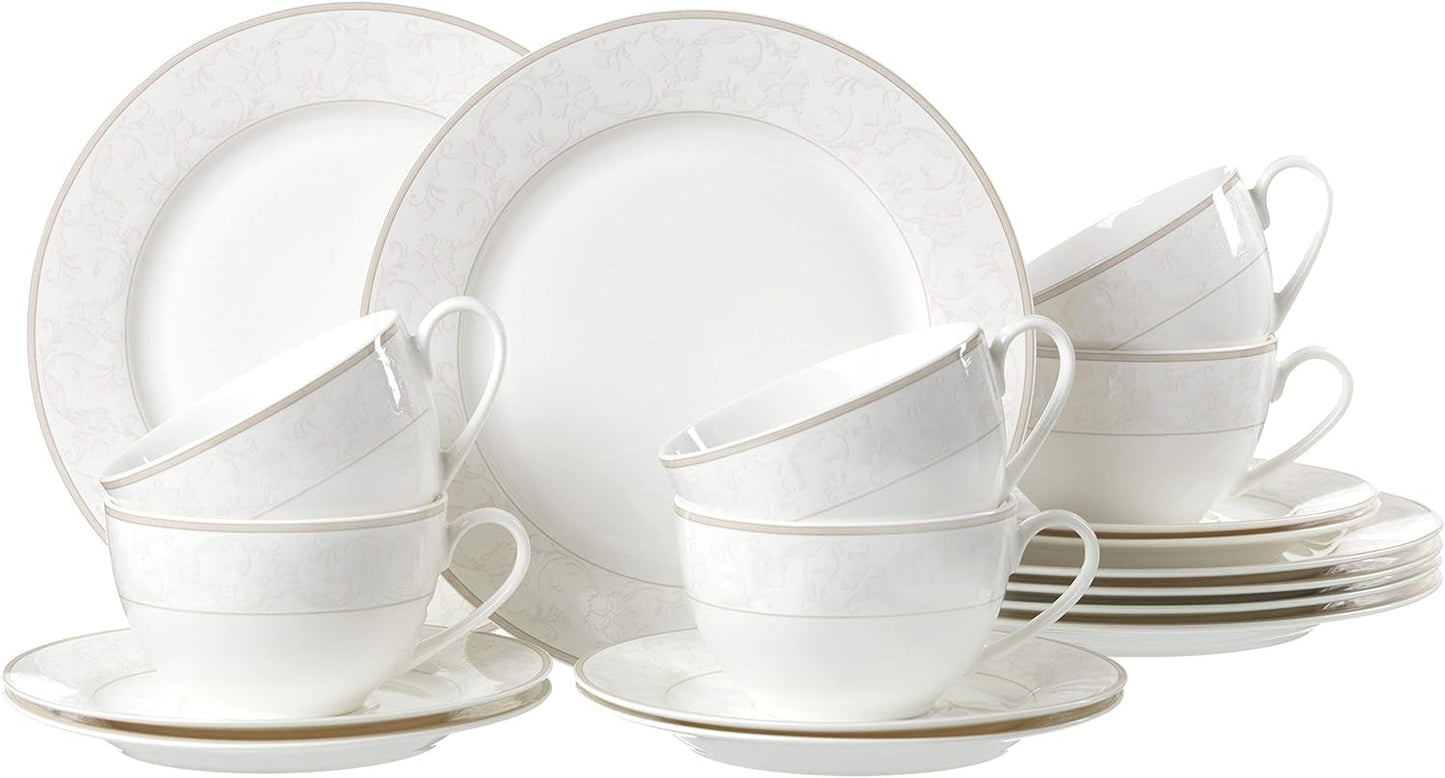 Ritzenhoff & Breker Service à café Isabella, 18 pièces, porcelaine fine, blanc avec ornements, 37 x 26 x 25 cm