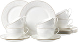 Ritzenhoff & Breker Service à café Isabella, 18 pièces, porcelaine fine, blanc avec ornements, 37 x 26 x 25 cm