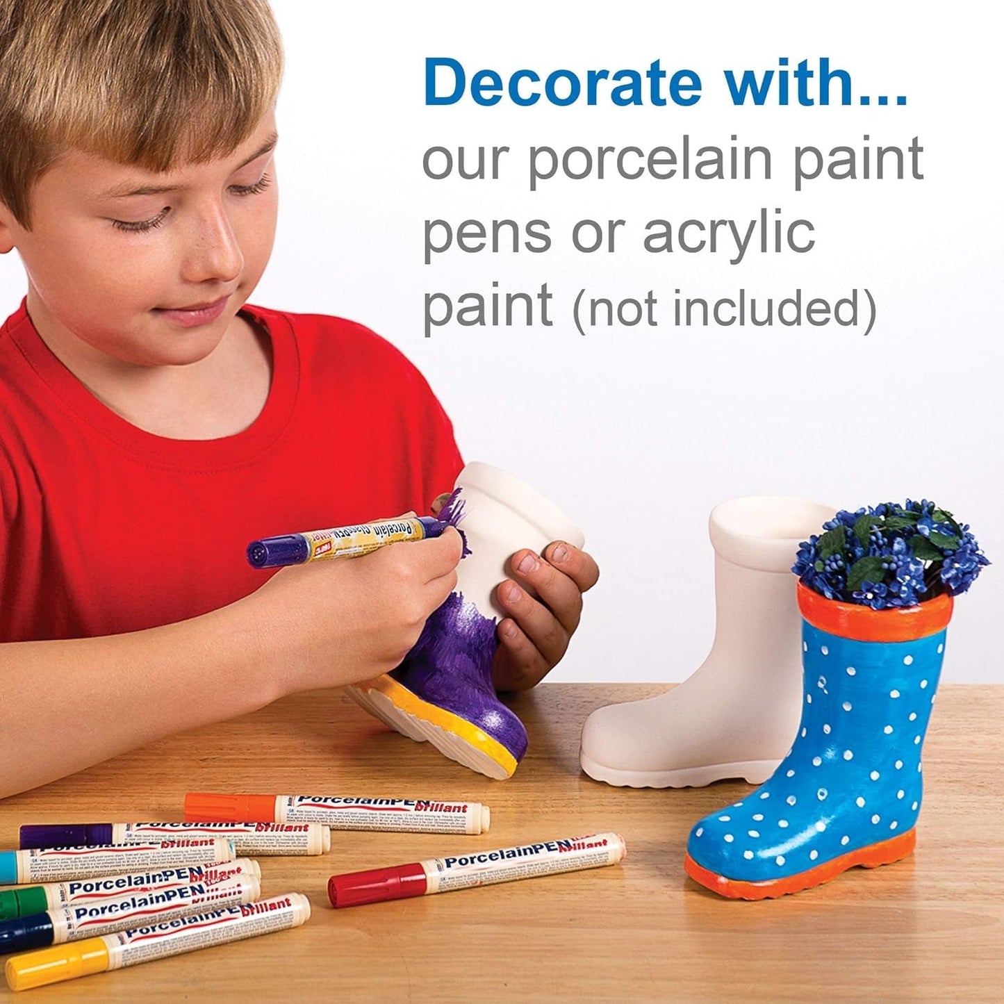 Baker Ross Pots en céramique 'Wellies' pour enfants (2 pièces)