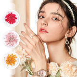 Nail Art Flowers Set Décoration - Gelnägel Zubehör 3 Farben (Orange, Blassrosa, Rose), Nail Art Aufkleber Trockene Blumen Kit Getrocknete Blumen Zubehör Set DIY Nageldekoration
