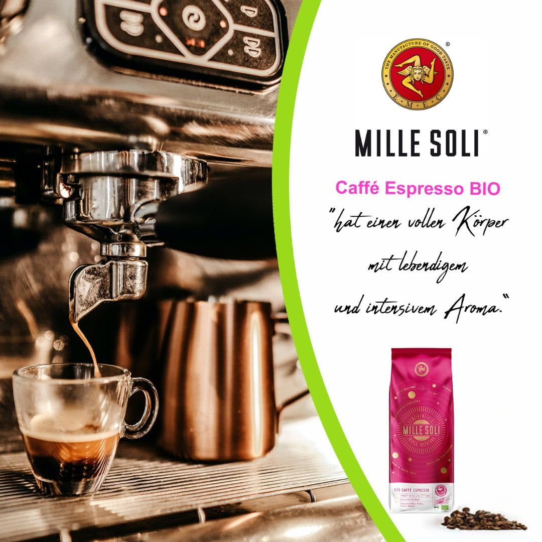Grains d'espresso biologiques 500 g dans une boîte à café scellée - qualité supérieure et réutilisables - grains de café haut de gamme torréfiés en Sicile