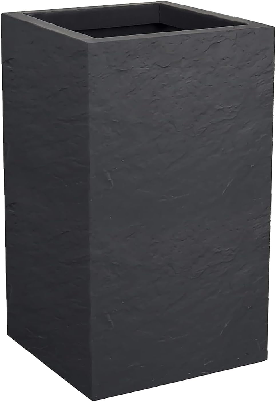 Jardinière Volcania Up, carrée, haute, 36 l, aspect pierre, simple paroi, réservoir d'eau, 29,5 x 29,5 x 49,5 cm, gris anthracite