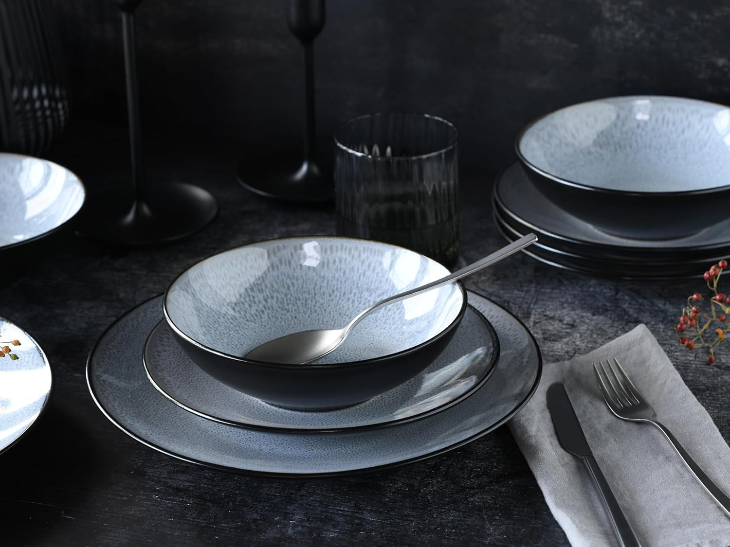 CreaTable, 23964, Série Malmö, Ensemble de cuisine 18 pièces pour 6 personnes, Ensemble de caisses en bois, Machine à laver et four à micro-ondes, Produit de qualité