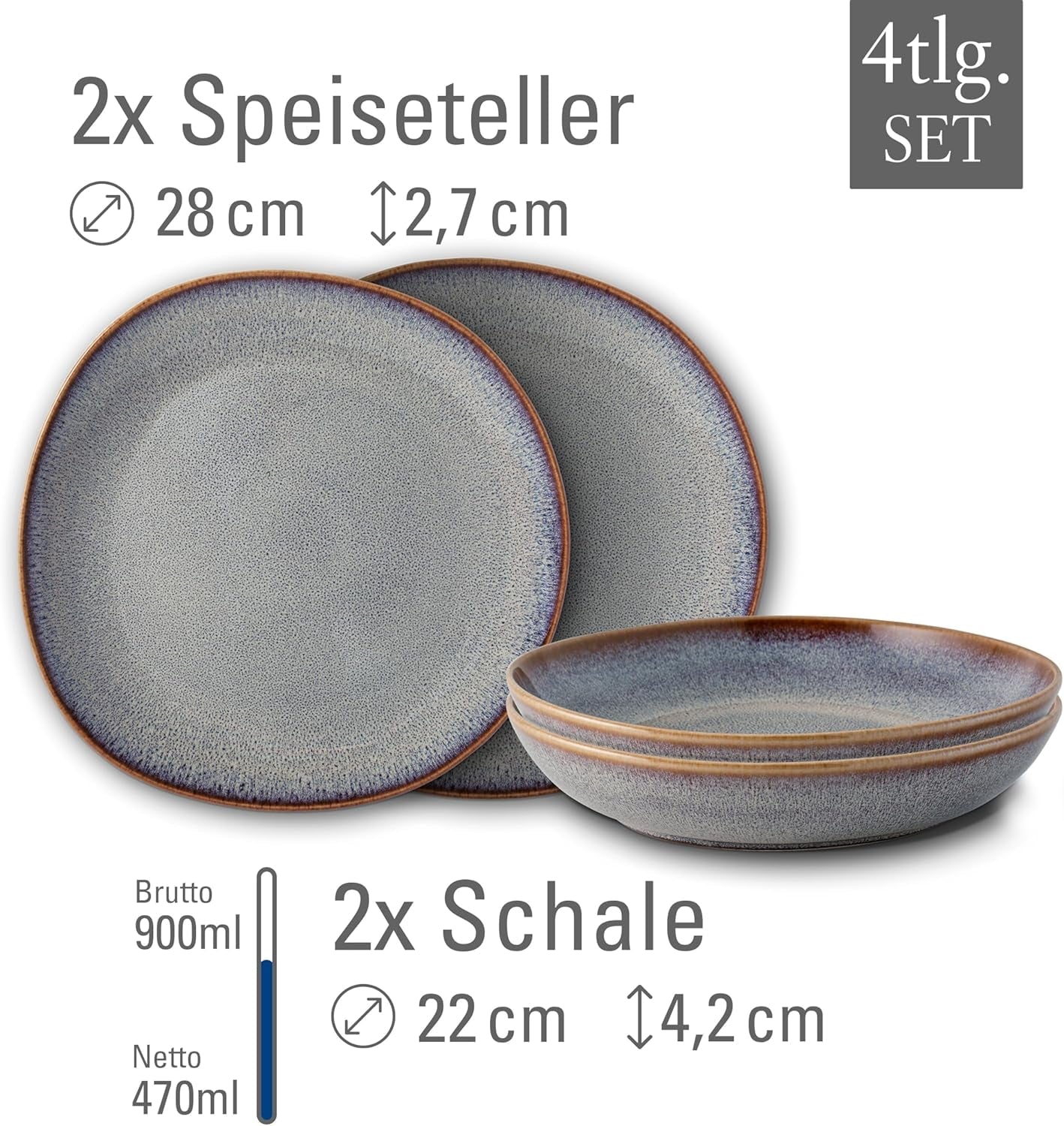 Service de table Lave beige de Villeroy & Boch, 4 pièces, env.