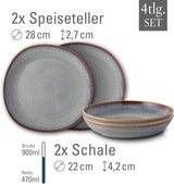 Service de table Lave beige de Villeroy & Boch, 4 pièces, env.