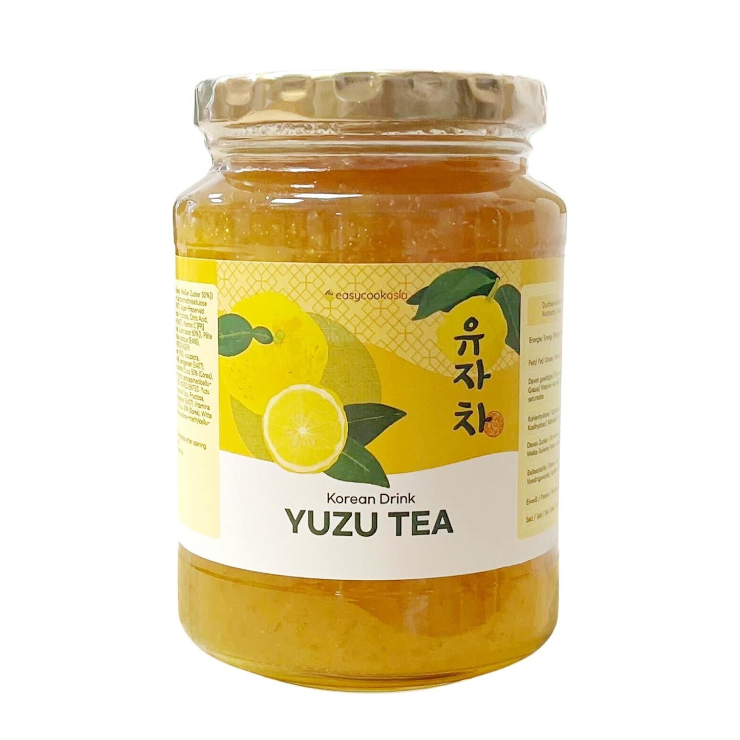 Boisson coréenne Easycookasia – Thé Yuzu | Fruité, sucré et citronné | Avec de la vitamine C | Pour le thé, la limonade, les cocktails et les desserts | Découvrez la culture asiatique du thé (500g)